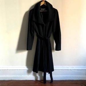 New York & Company Blue-Black Boucle Wrap Coat